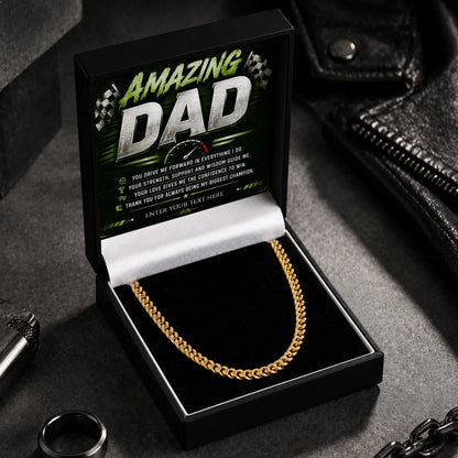To My Amazing Dad 18k Gold Plated Cuban Chain Necklace With Personalised Keepsake Box Box (Copy)