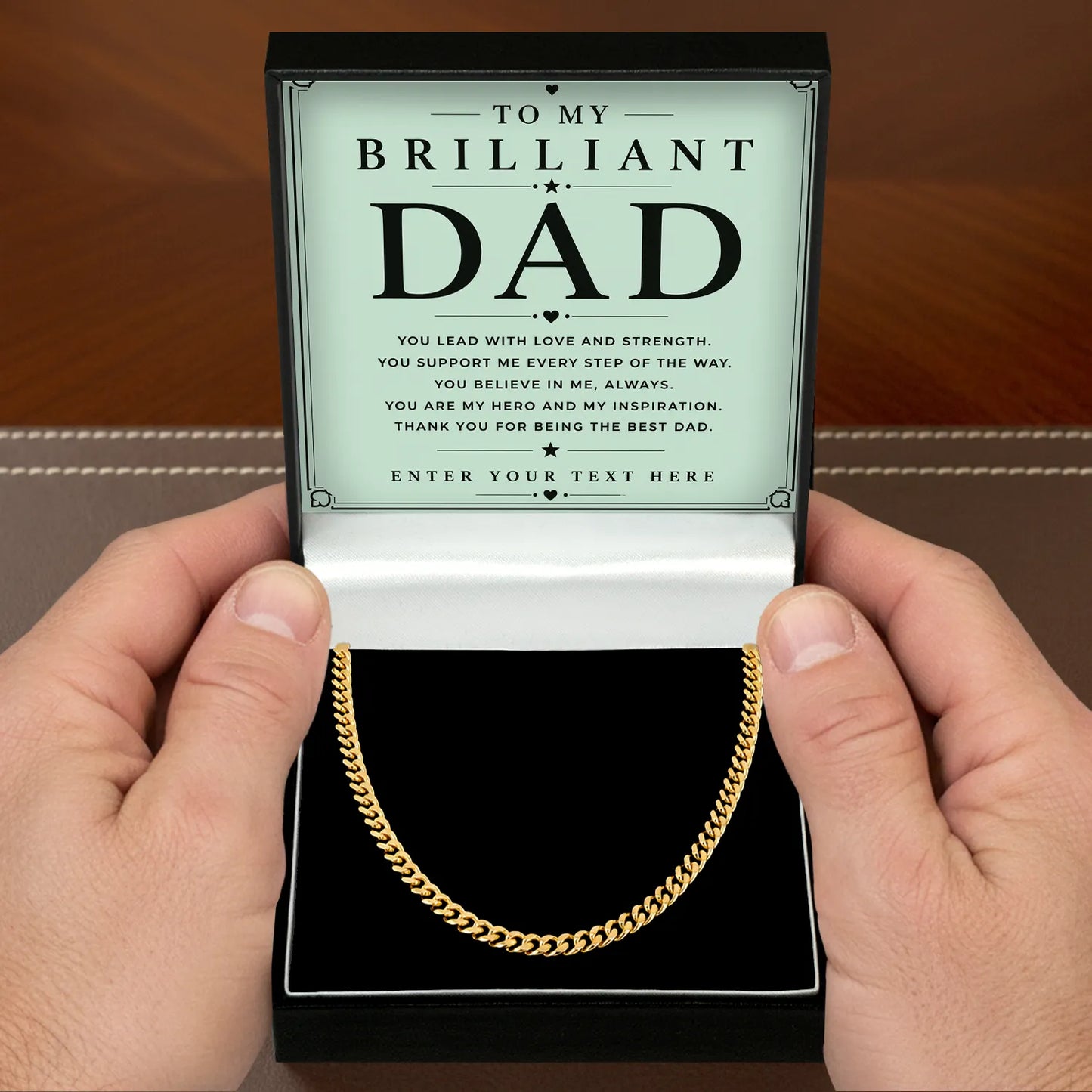 To My Brilliant Dad 18k Gold Plated Cuban Chain Necklace With Personalised Keepsake Box Box
