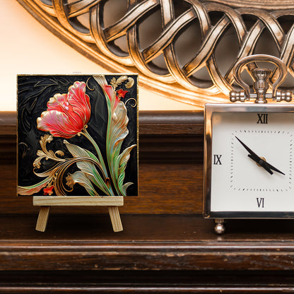 Art Nouveau Flowers Collection - Ceramic Tile With Easel