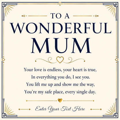 To A Wonderful Mum Personalised Necklace With Poem, Eternal Heart Pendant In Keepsake Box