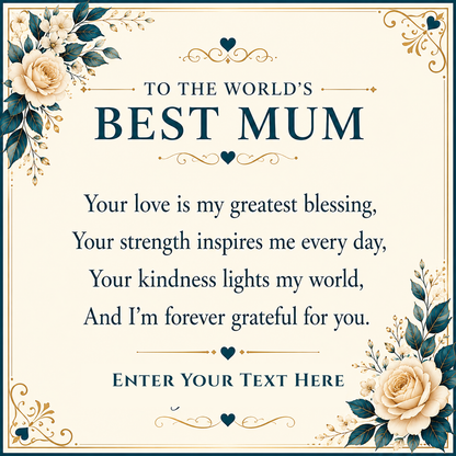 To The Worlds Mum Personalised Necklace With Poem, Eternal Heart Pendant In Keepsake Box