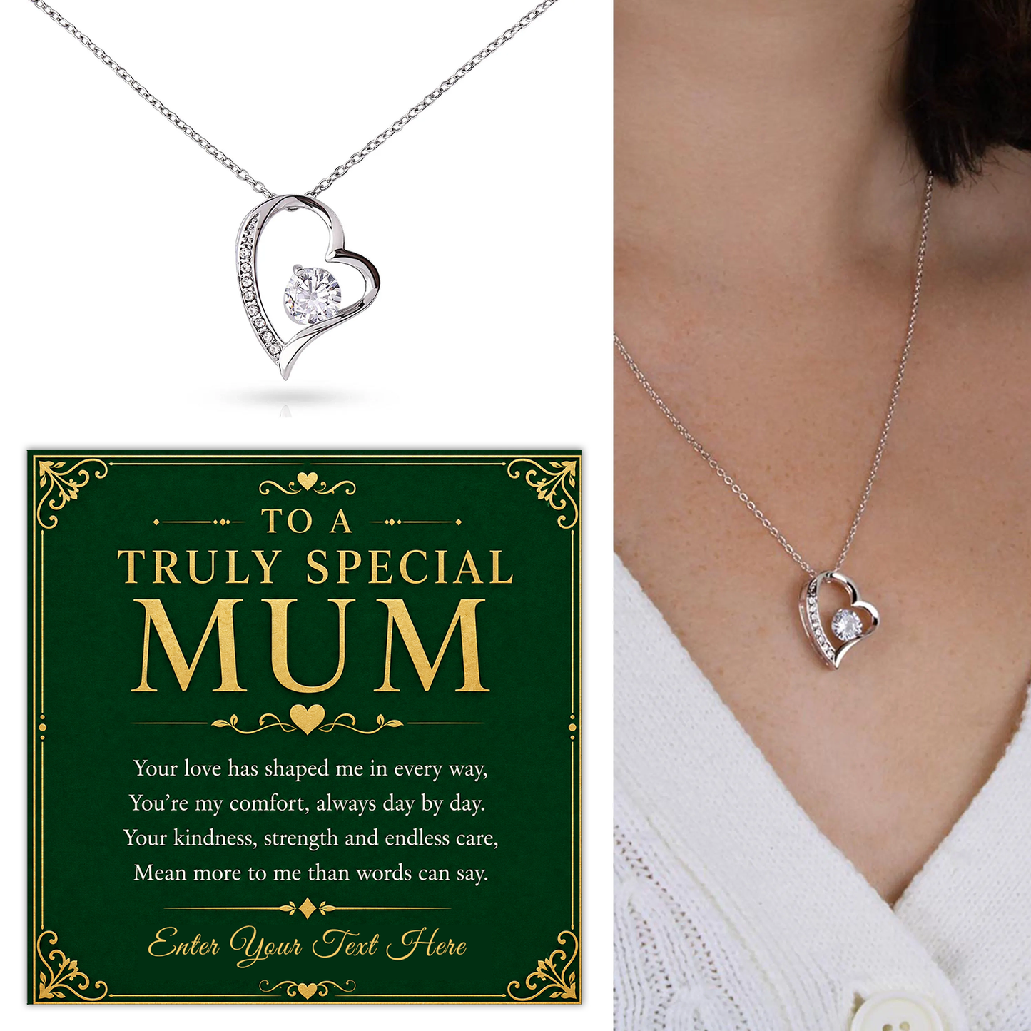 To A Truly Special Mum Personalised Necklace With Poem, Eternal Heart Pendant In Keepsake Box