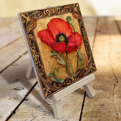 Art Nouveau Flowers Collection - Ceramic Tile With Easel