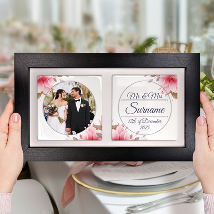 Pink Rose Floral Wedding Celebrations - Framed Ceramic Tiles Landscape