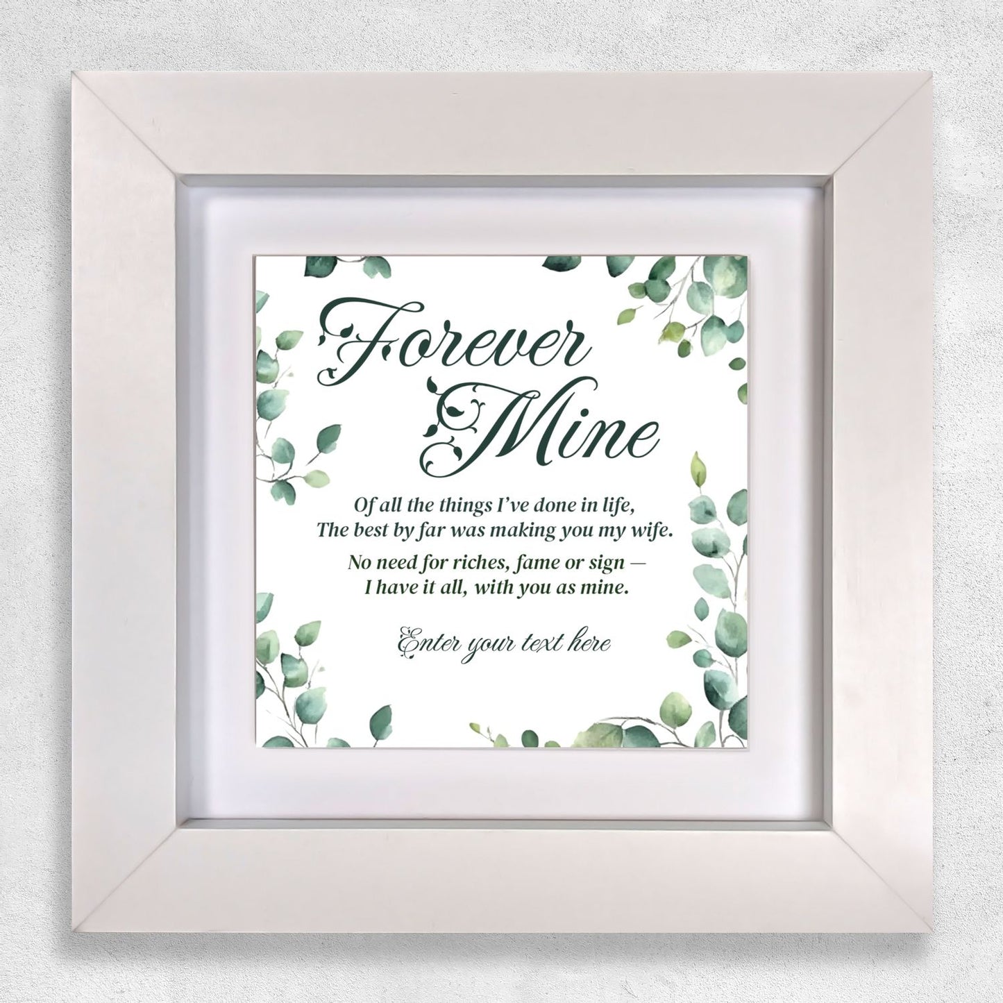 Forever Mine - Personalised Poem Tile in Frame For Wife 