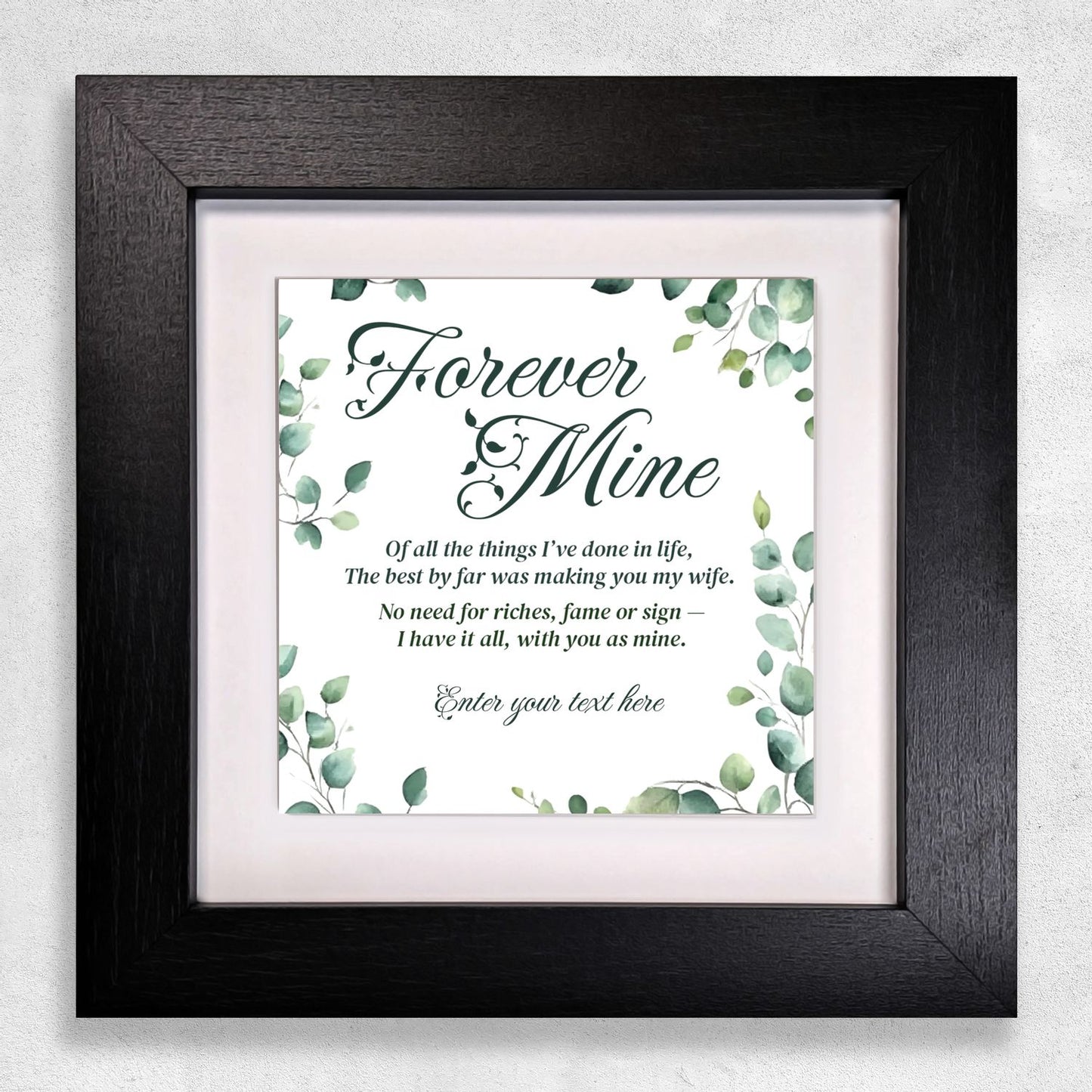 Forever Mine - Personalised Poem Tile in Frame For Wife 