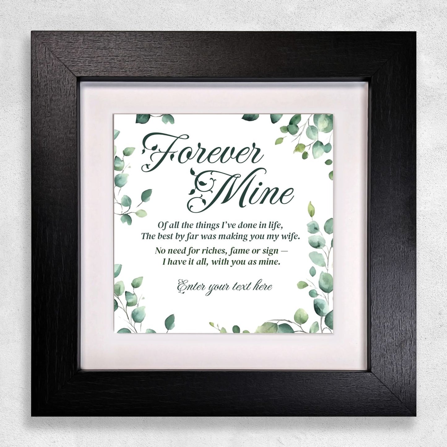 Forever Mine - Personalised Poem Tile in Frame For Wife 
