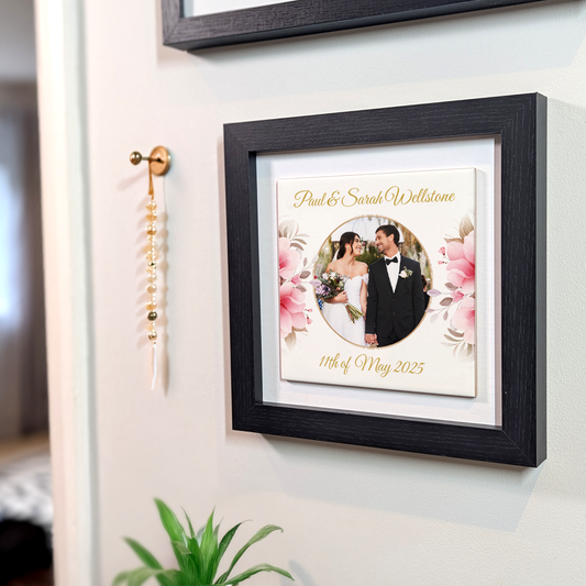 Pink Rose Floral Wedding Celebrations - Framed Ceramic Tiles Square