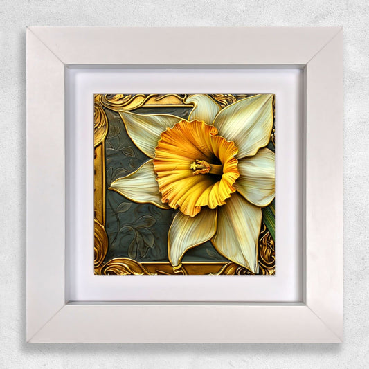Art Nouveau Square Framed Ceramic Tile Art