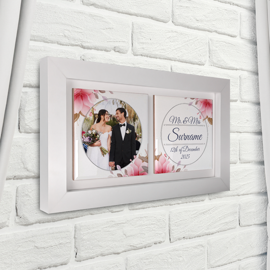 Pink Rose Floral Wedding Celebrations - Framed Ceramic Tiles Landscape