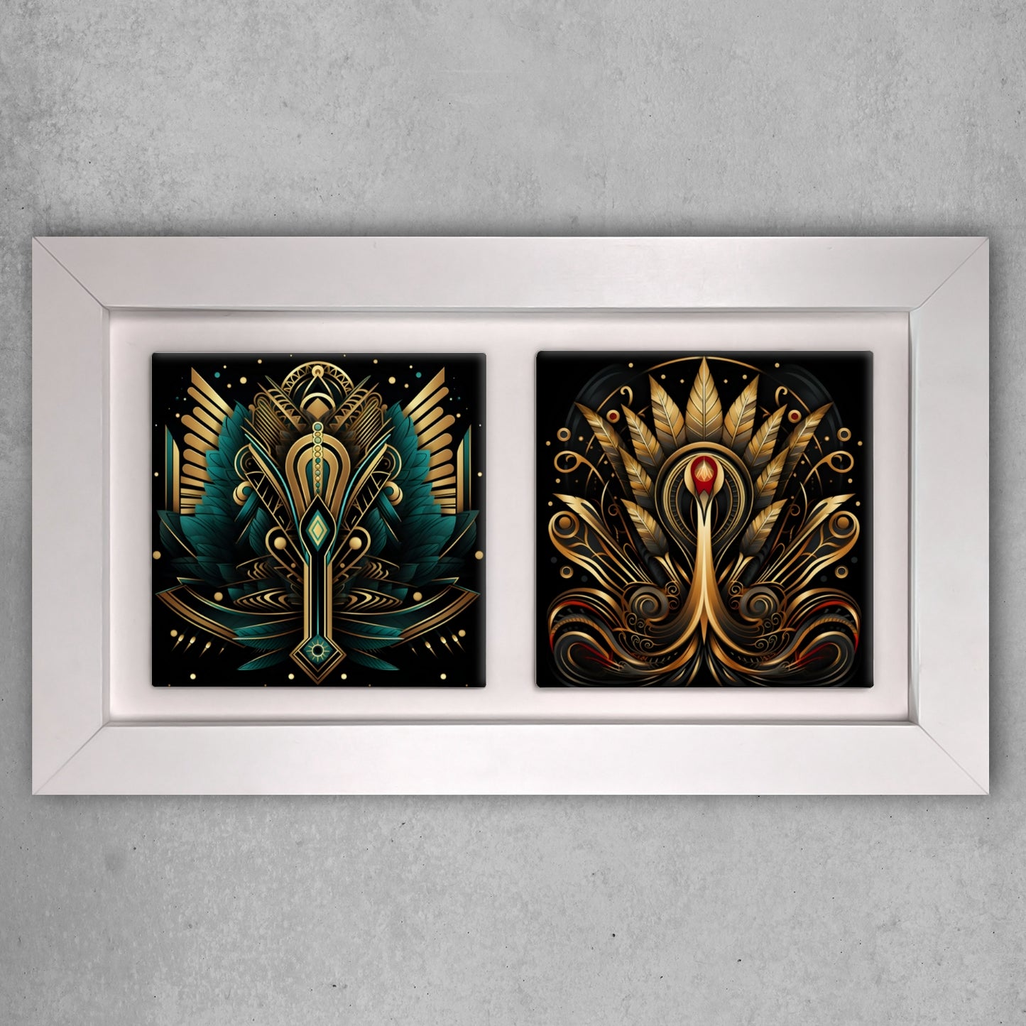 Art Deco Landscape Tile Art – Design Your Own Two Tile Framed Display