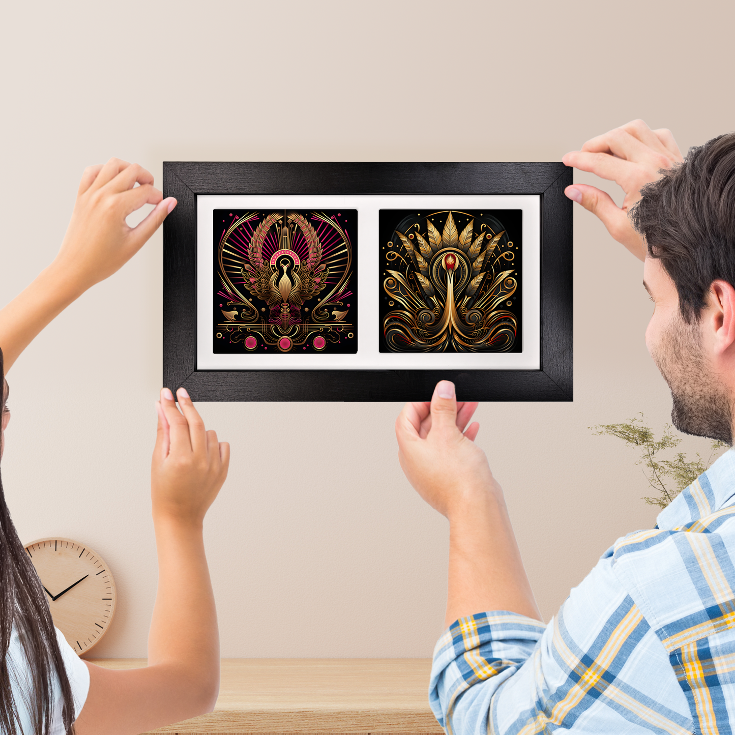 Art Deco Landscape Tile Art – Design Your Own Two Tile Framed Display