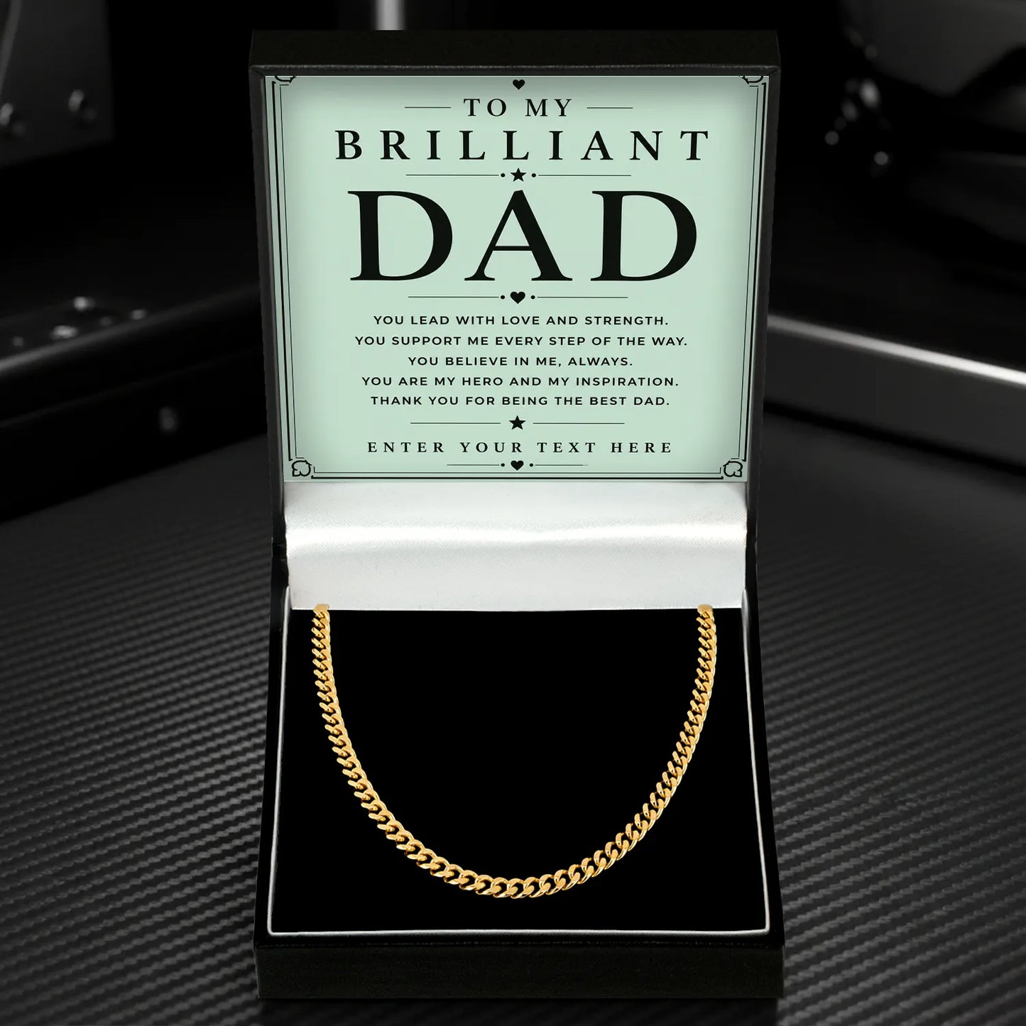 To My Brilliant Dad 18k Gold Plated Cuban Chain Necklace With Personalised Keepsake Box Box