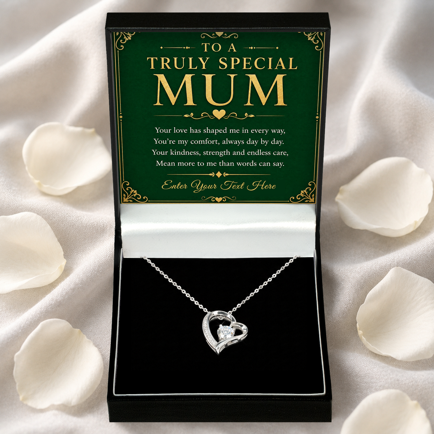 To A Truly Special Mum Personalised Necklace With Poem, Eternal Heart Pendant In Keepsake Box