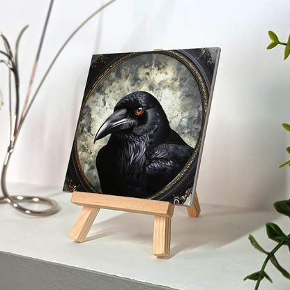 The Crow Baroque Style Illustrated Art Tile With Easel