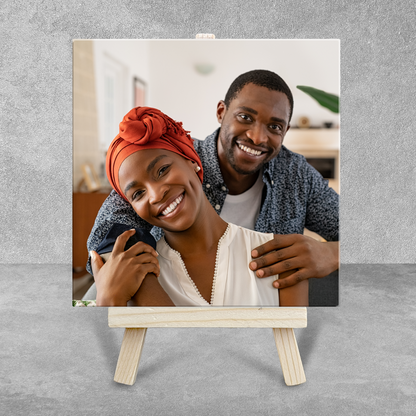 Family Portrait For Husband & Wife – Personalised Ceramic Tile with Easel
