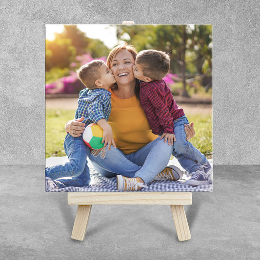 Family Portrait For Mum  – Personalised Ceramic Tile with Easel