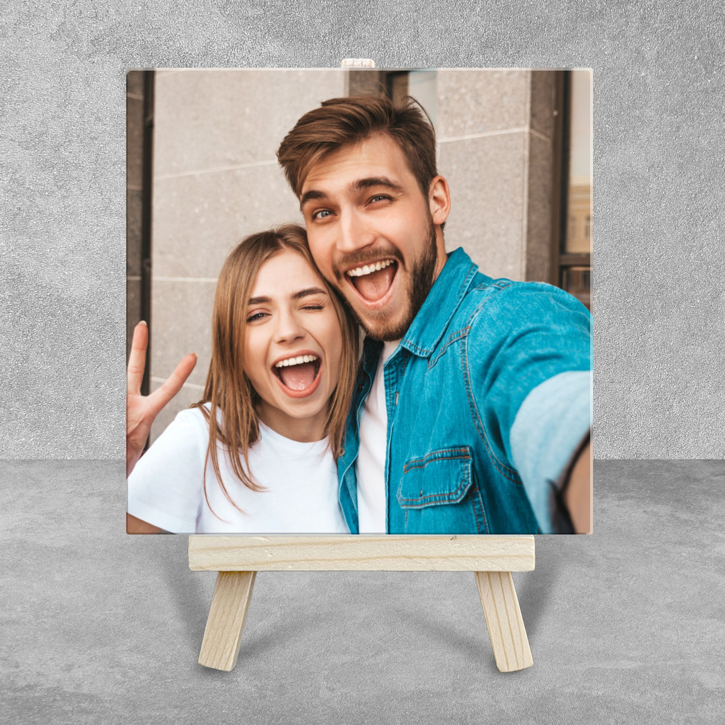 Family Portrait For Brother or Sister – Personalised Ceramic Tile with Easel