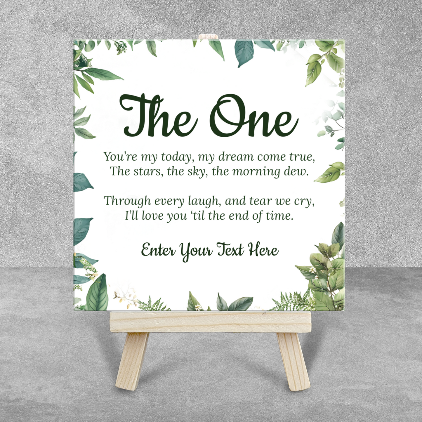 To My Wife The One – Personalised Ceramic Tile with Easel