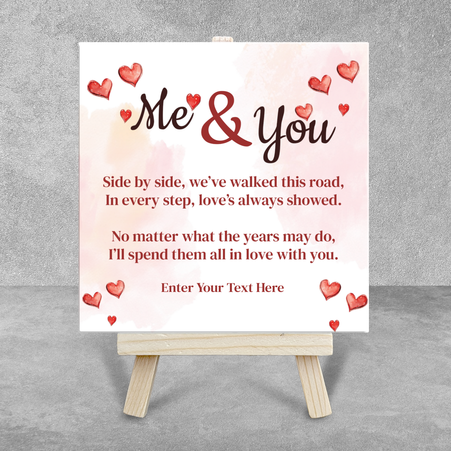 Me & You – Personalised Ceramic Tile with Easel