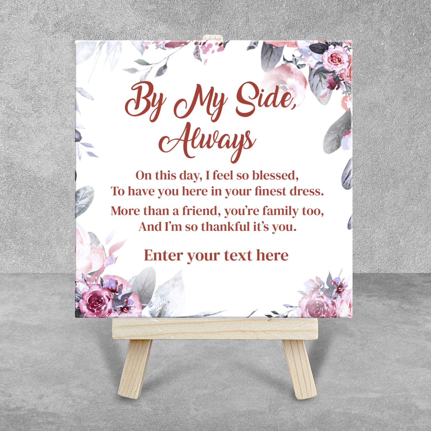 By My Side Always – Personalised Ceramic Tile with Easel