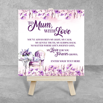 To Mum With Love – Personalised Ceramic Tile with Easel