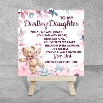 To My Darling Daughter – Personalised Ceramic Tile with Easel