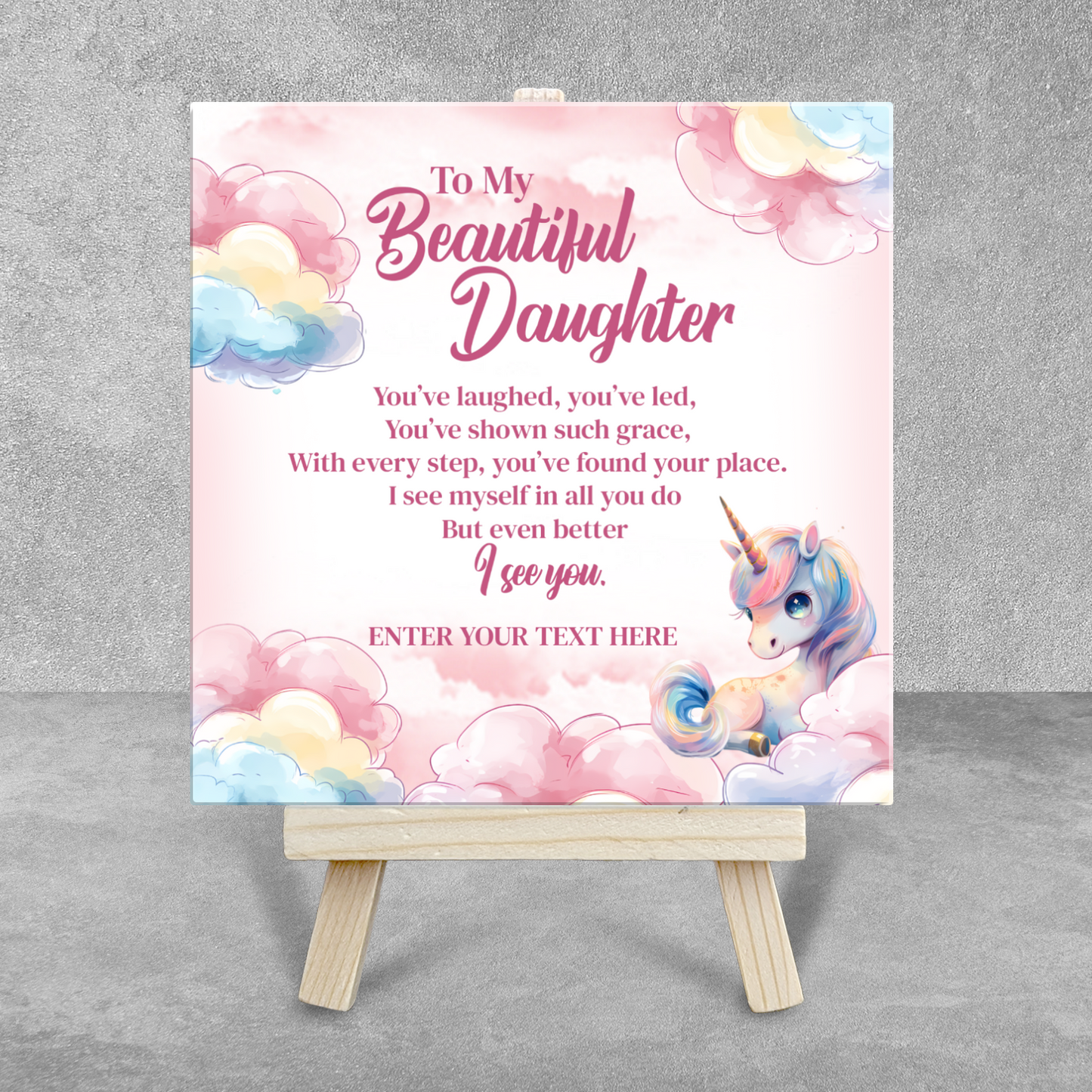 To My Beautiful Daughter – Personalised Ceramic Tile with Easel