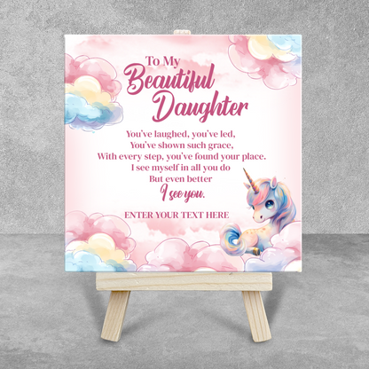 To My Beautiful Daughter – Personalised Ceramic Tile with Easel