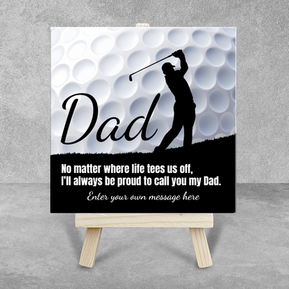 Dad Golf Theme – Personalised Ceramic Tile with Easel