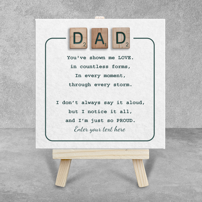 Dad Scrabble – Personalised Ceramic Tile with Easel