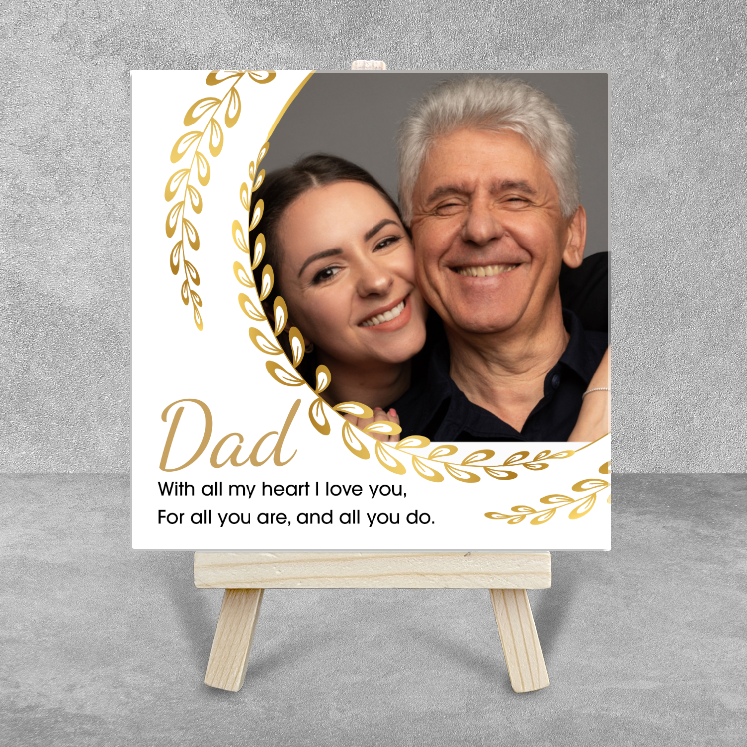 With All My Heart I Love You – Personalised Ceramic Tile with Easel