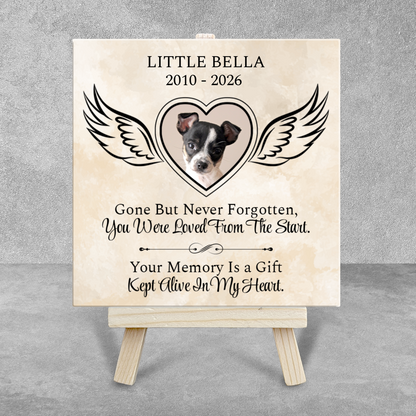 Gone But Never Forgotten  – Personalised Ceramic Tile with Easel