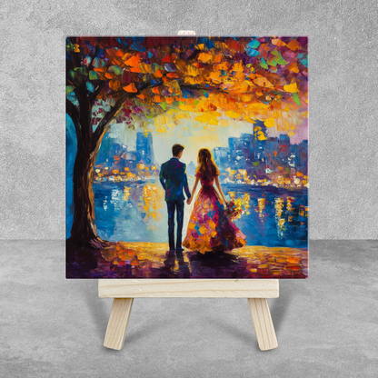 Twilight Reflections Ceramic Art Tile with Easel