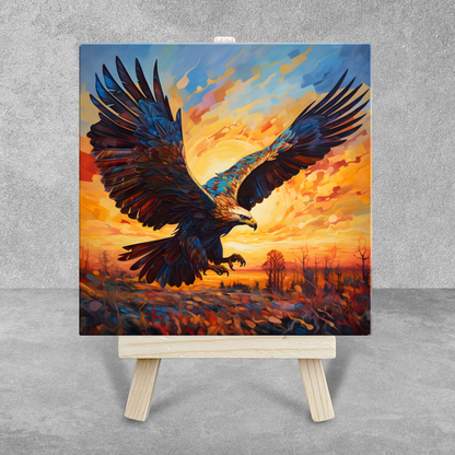 Golden Eagle Ceramic Art Tile with Easel