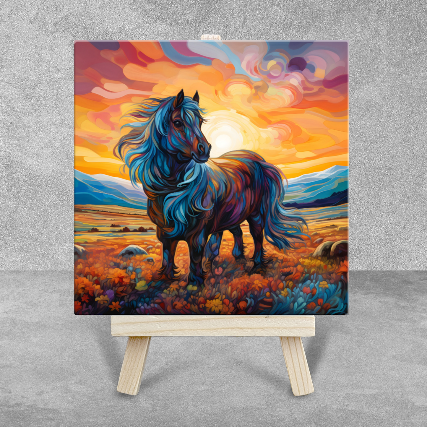 Shetland Pony Ceramic Art Tile with Easel