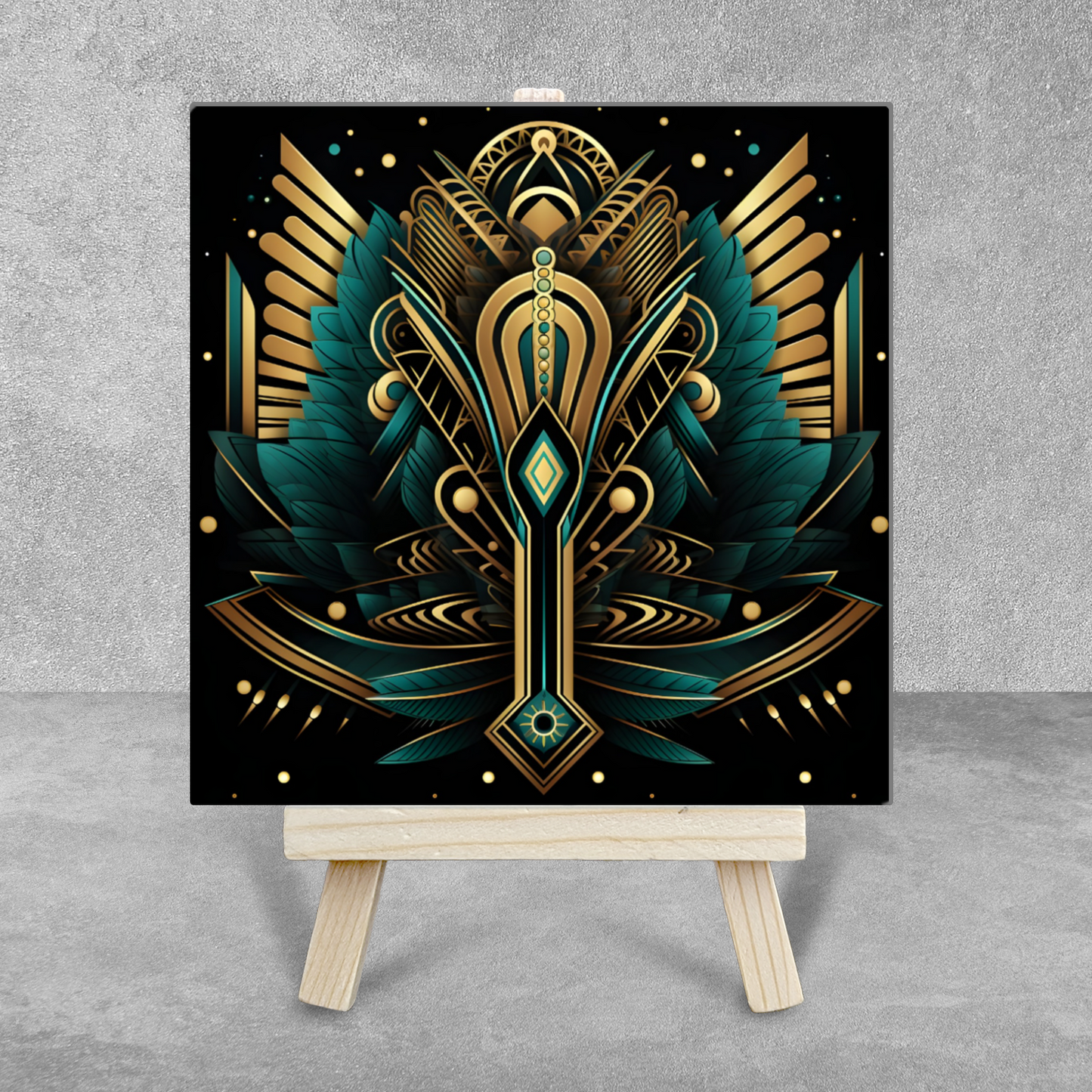 Emerald Majesty Ceramic Art Tile with Easel