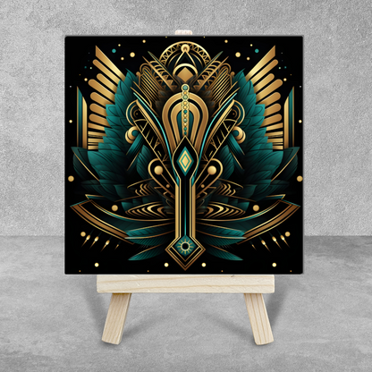 Emerald Majesty Ceramic Art Tile with Easel