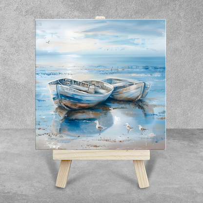 Tide Reflections Ceramic Art Tile with Easel