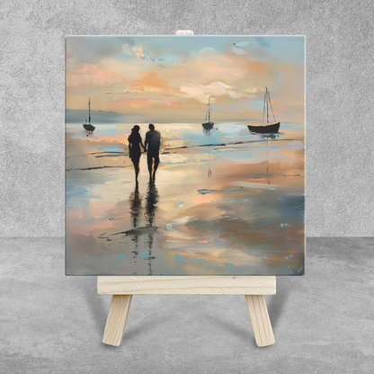 Evening Walk Ceramic Art Tile with Easel
