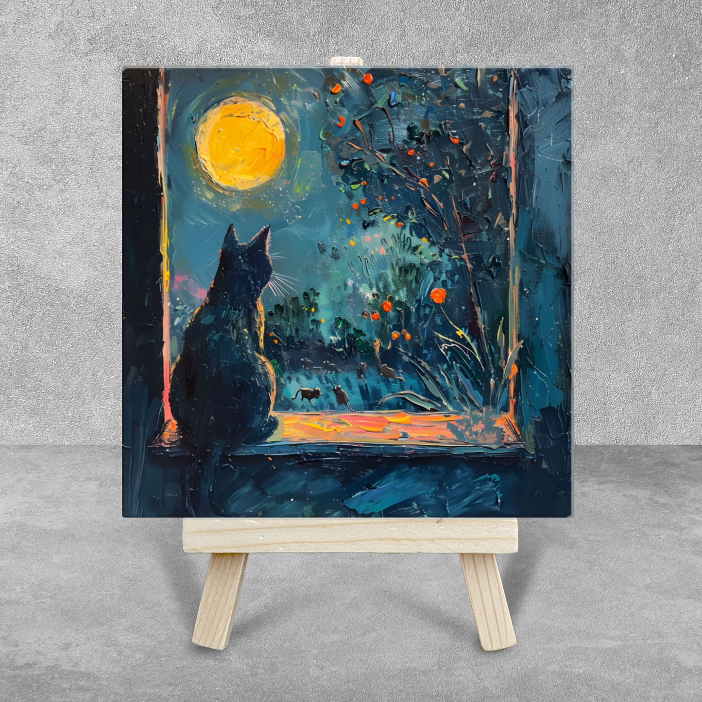 Window To The Wild Ceramic Art Tile with Easel