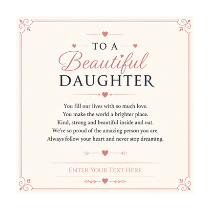 To A Beautiful Daughter Personalised Necklace With Poem, Eternal Heart Pendant In Keepsake Box