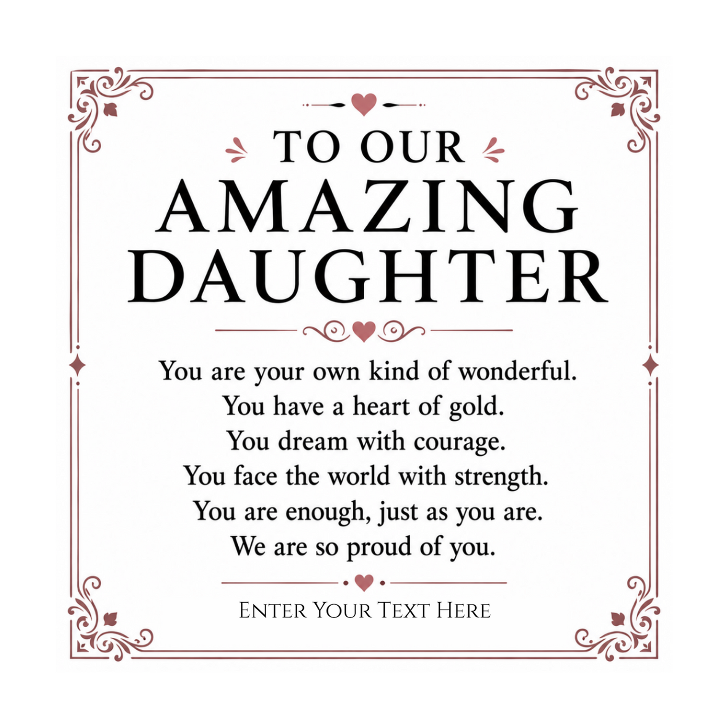 To Our Amazing Daughter Personalised Necklace With Poem, Eternal Heart Pendant In Keepsake Box