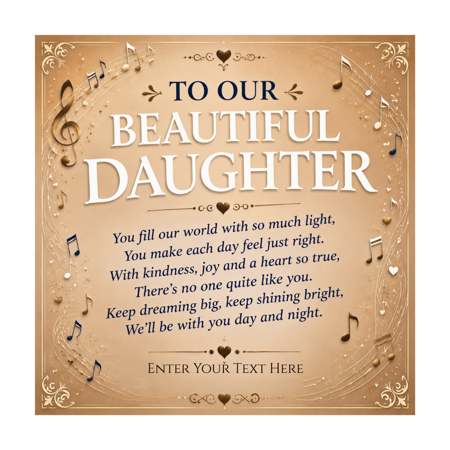 To Our Beautiful Daughter Personalised Necklace With Poem, Eternal Heart Pendant In Keepsake Box