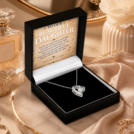 To Our Beautiful Daughter Personalised Necklace With Poem, Eternal Heart Pendant In Keepsake Box