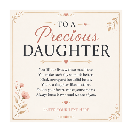 To A Precious Daughter Personalised Necklace With Poem, Eternal Heart Pendant In Keepsake Box