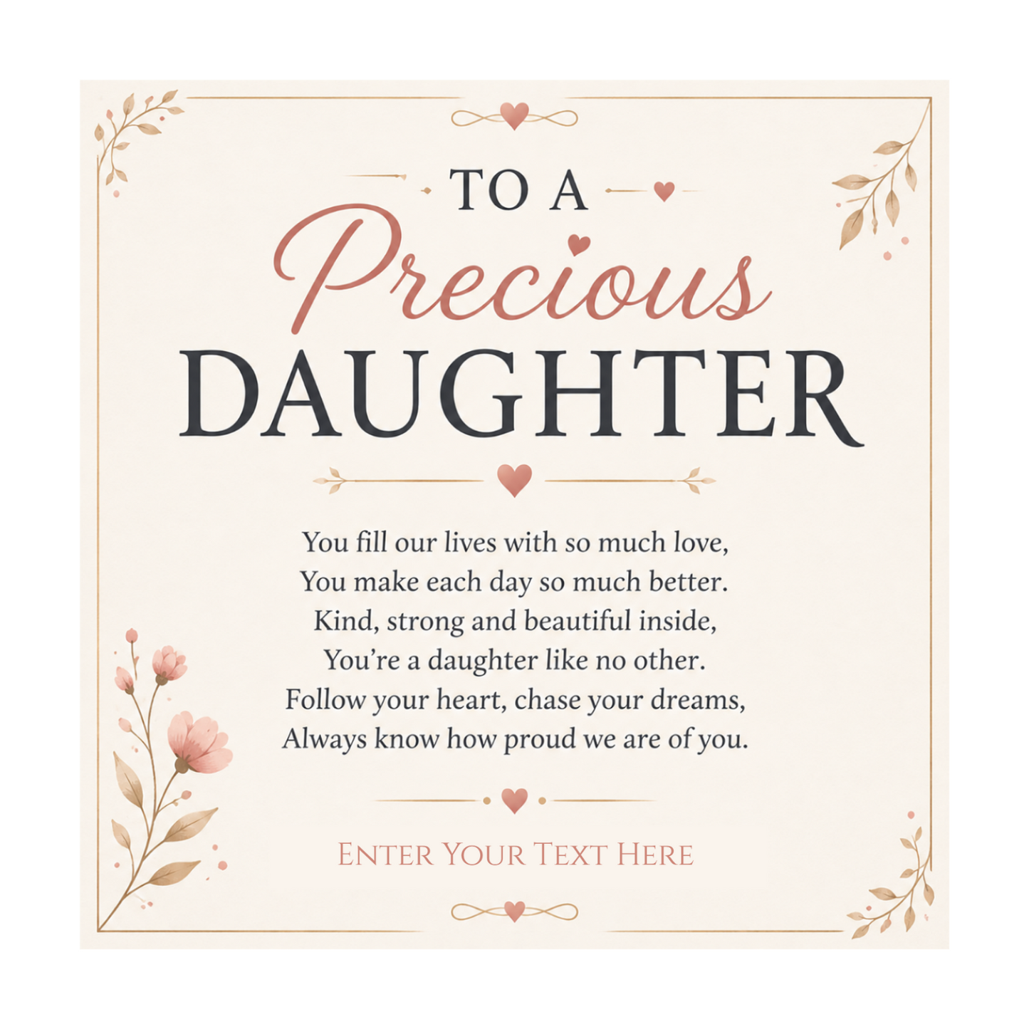 To A Precious Daughter Personalised Necklace With Poem, Eternal Heart Pendant In Keepsake Box