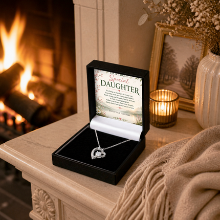 To A Truly Special Daughter Personalised Necklace With Poem, Eternal Heart Pendant In Keepsake Box
