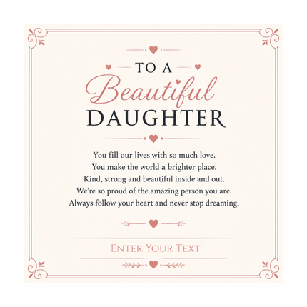 To A Beautiful Daughter Personalised Necklace With Poem, Love Knot Pendant In Keepsake Box
