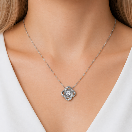 To A Beautiful Daughter Personalised Necklace With Poem, Love Knot Pendant In Keepsake Box